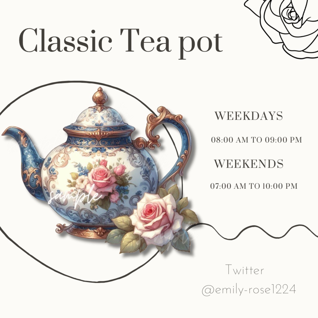 【カフェ素材】   Classic Tea pot /ティーポット/透過PNG〈全2種〉※無料あり 