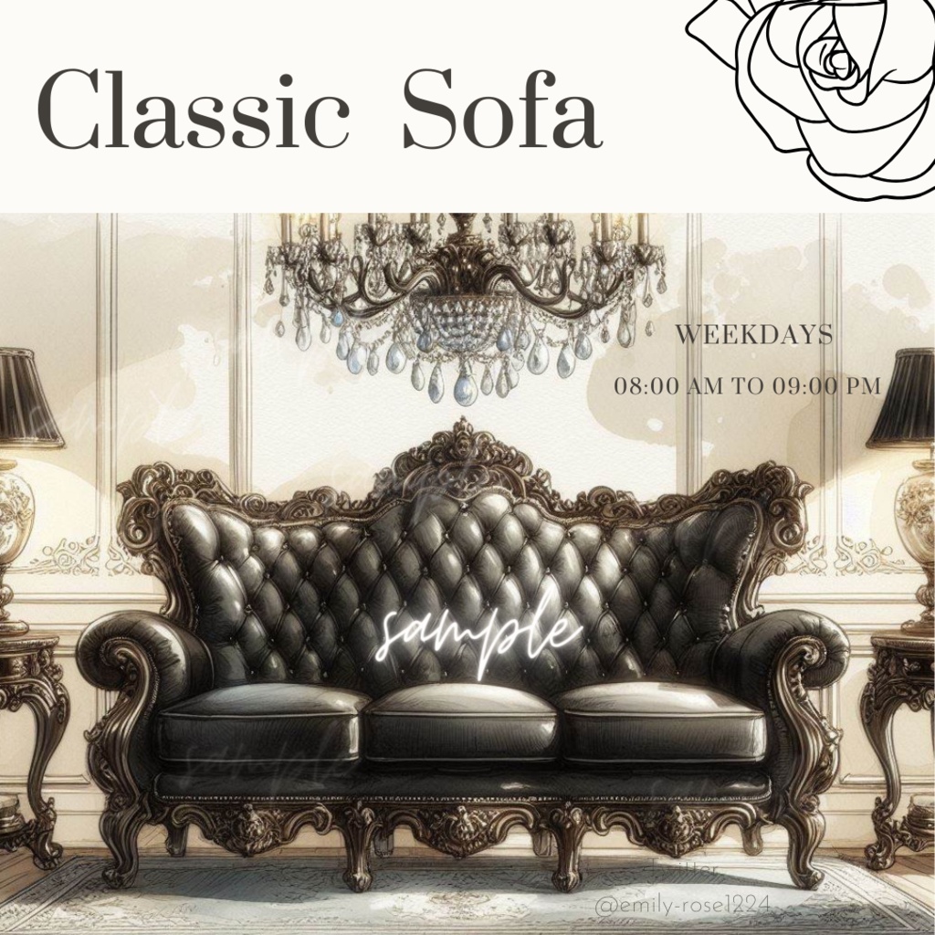 【カフェ素材】   Classic  sofa /ソファー/椅子/アンティーク/ 透過PNG