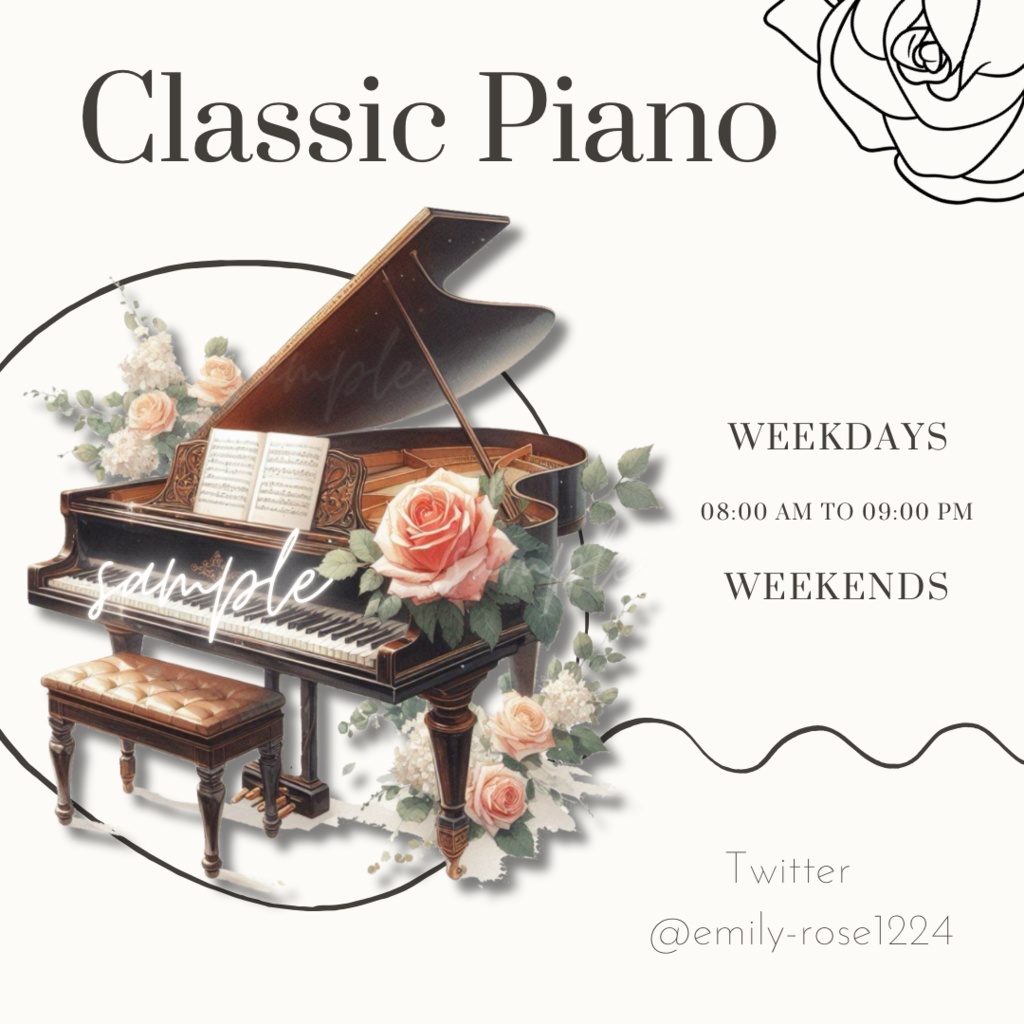 【カフェ素材】  Classic Piano /クラシックピアノ/透過PNG〈全2種〉