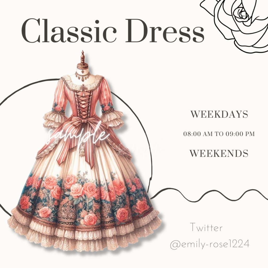 【ドレス素材】  Classic dress /アンティーク/透過PNG 〈全3種〉※無料あり