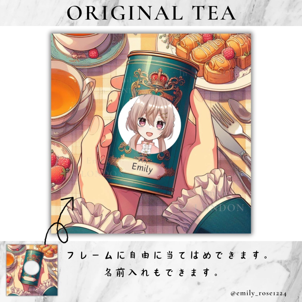 【VTuber向け】ローズ ティー缶を持つ手〈透過png〉