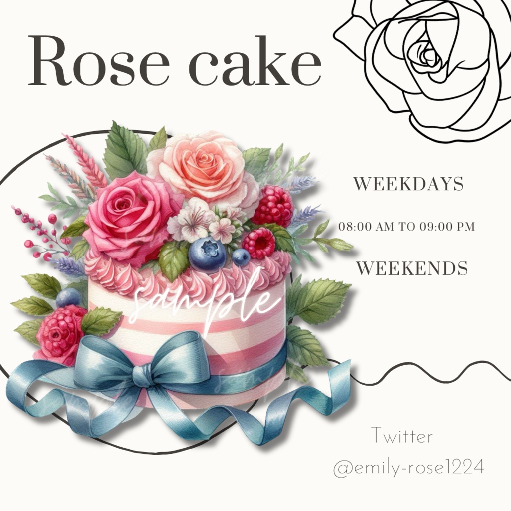 【カフェ素材】 Rose  Cake /ケーキ/ローズ/アンティーク/ 透過PNG