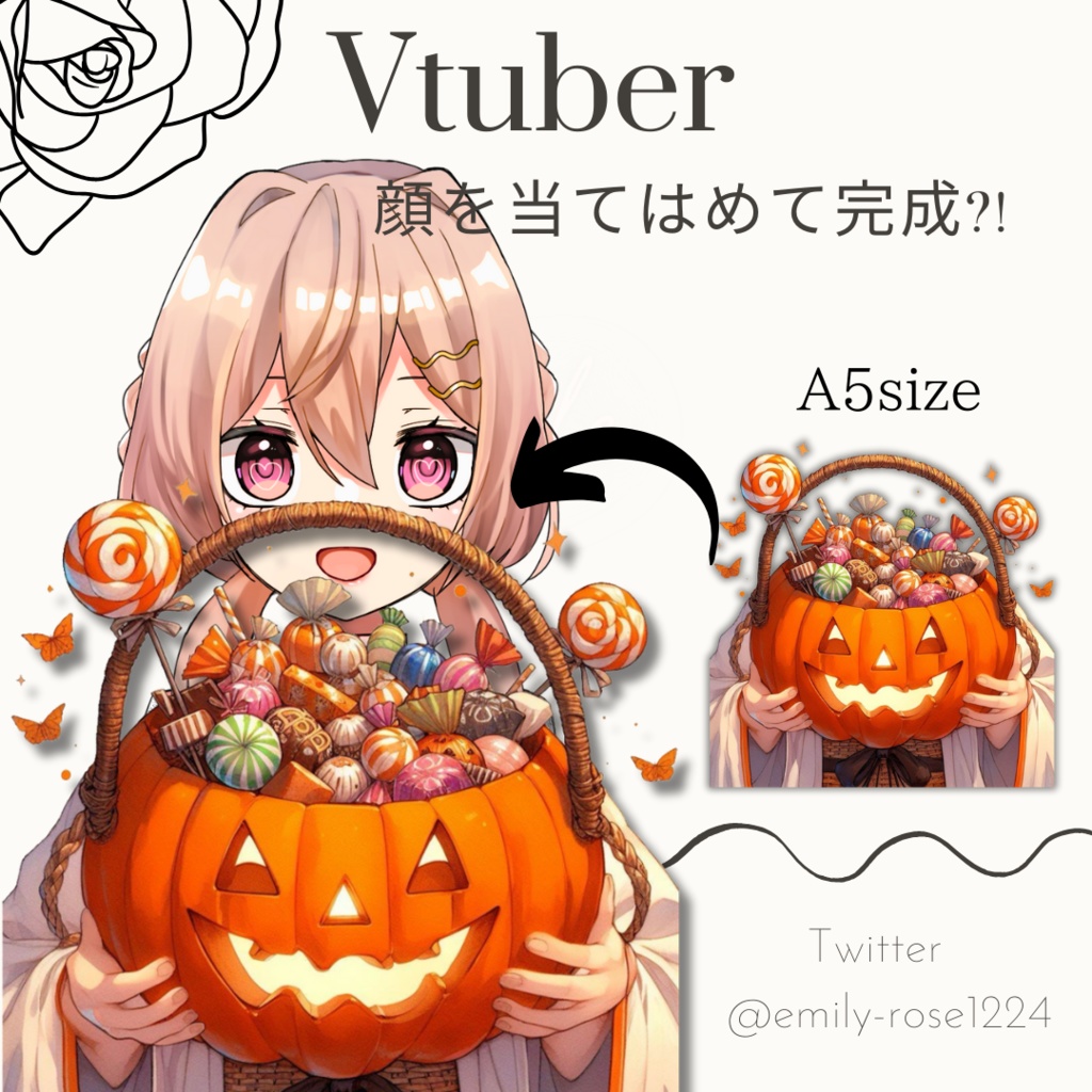 【VTuber向け】お菓子入りバケツを持つ手 / ハロウィン〈透過png〉