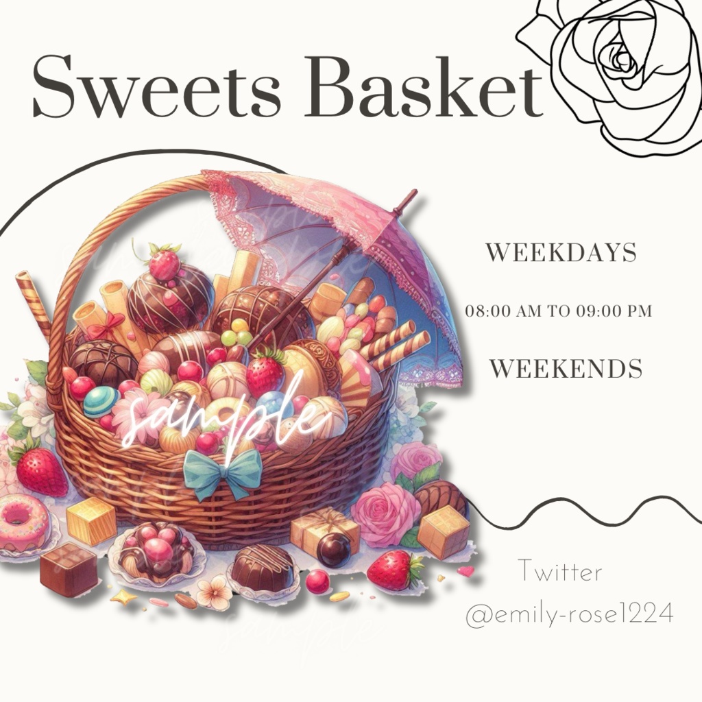 【カフェ素材】お菓子入りバスケット / sweets basket〈透過png〉※無料