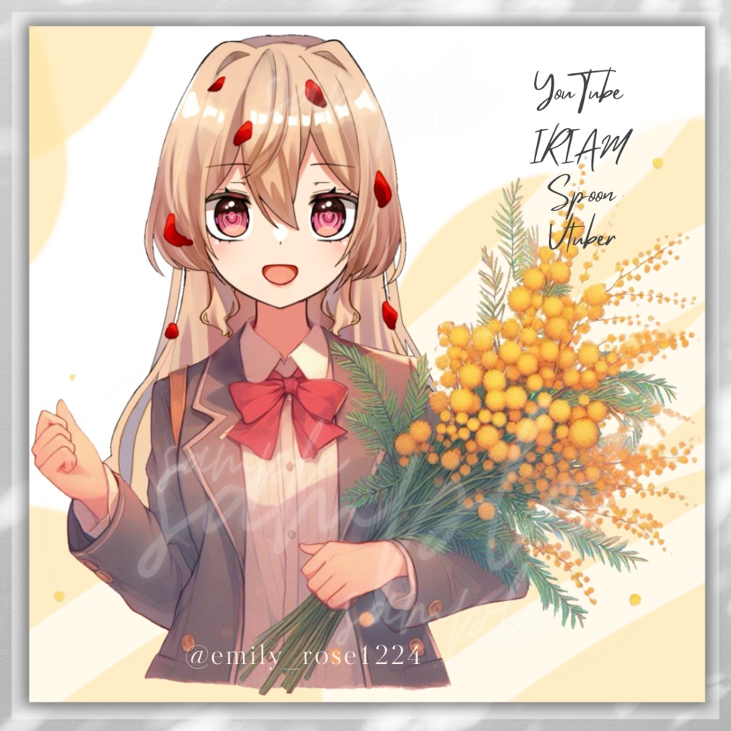 【vtuber向け】ミモザを持つ女の子/女子高生 / Divination〈透過png〉