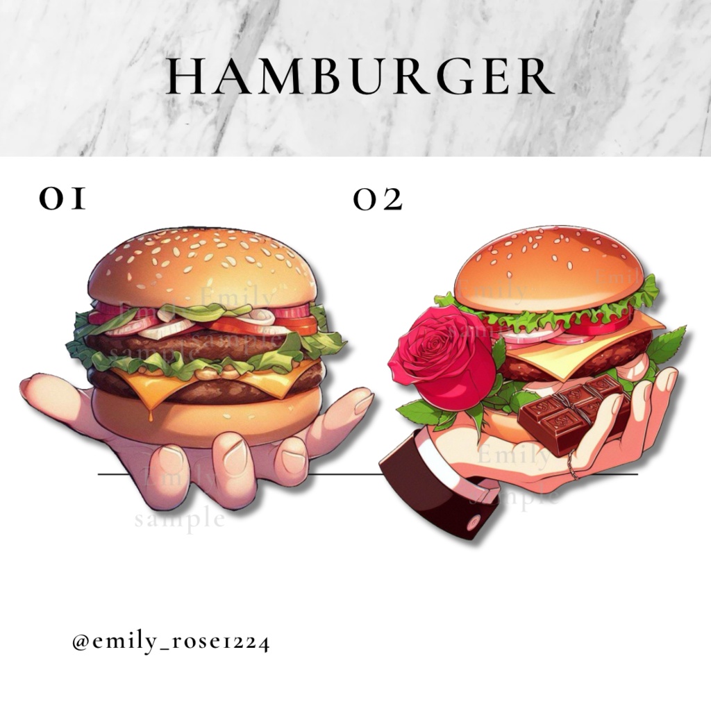 【VTuber向け】ハンバーガーを持つ手素材 / hamburger〈透過png〉※無料