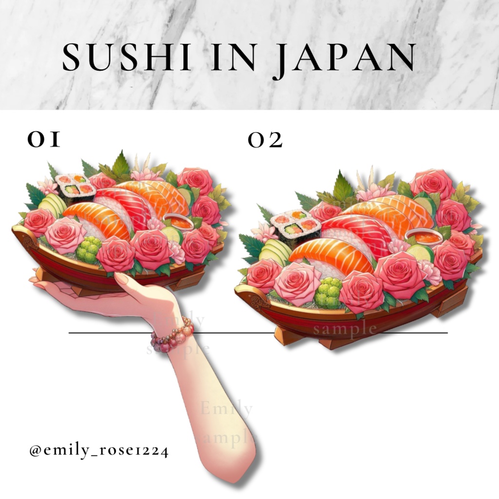 【VTuber向け】舟盛り寿司を持つ手素材 / Sushi in Japan〈透過png〉※無料あり
