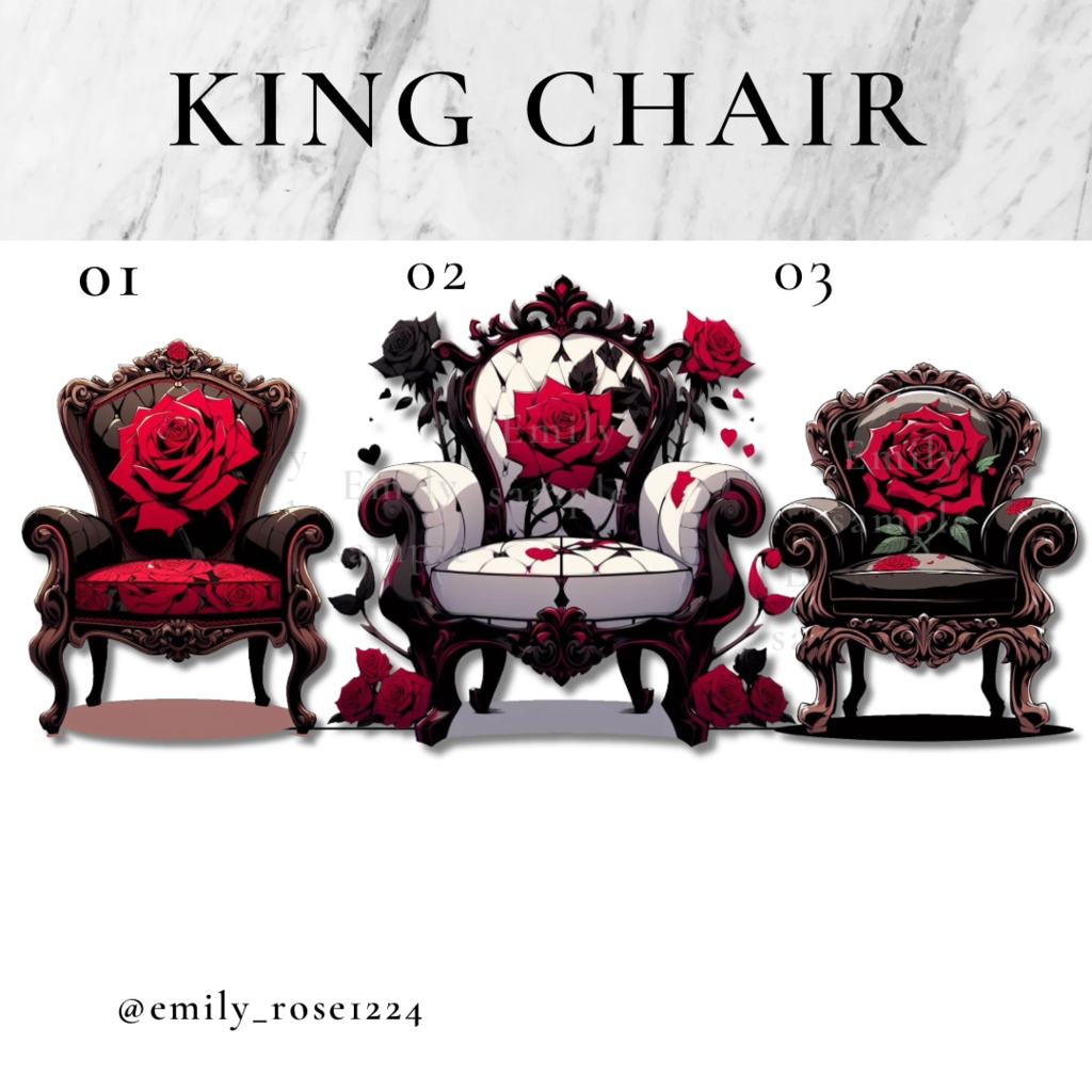 【素材】王様の薔薇の椅子 / KING chair〈透過png〉※無料あり