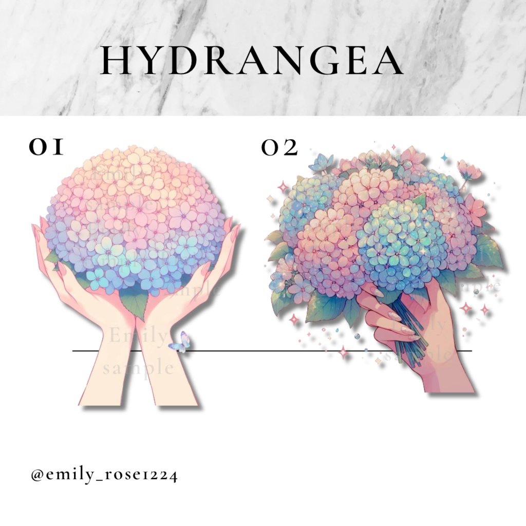 【VTuber向け】幸せの紫陽花を持つ手 / hydrangea〈透過png〉