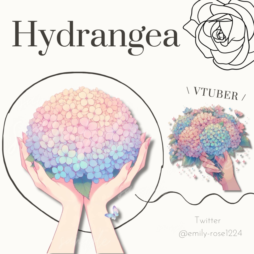 【VTuber向け】幸せの紫陽花を持つ手 / hydrangea〈透過png〉