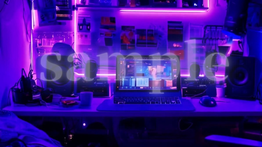 【MP4素材】かわいい配信用のネオン部屋 / Kawaii Neon Room
