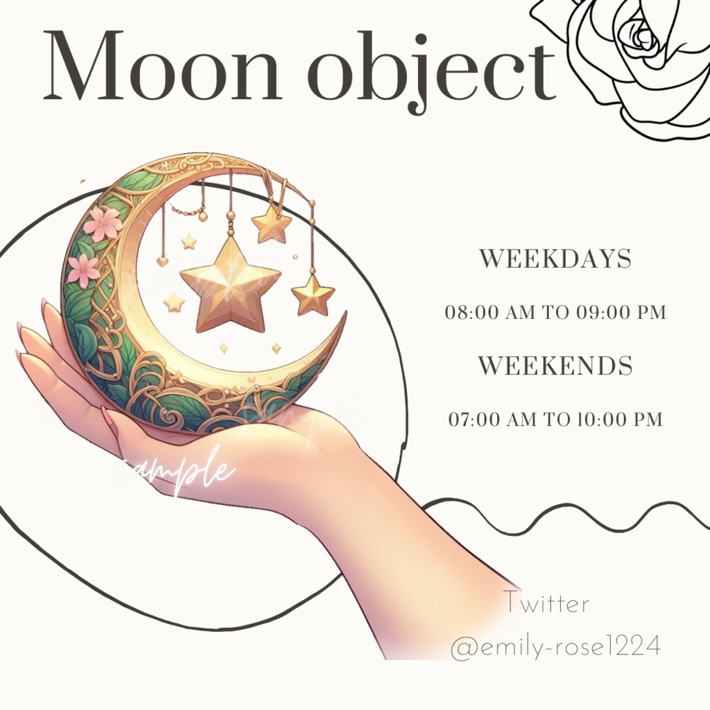 【小物素材】 かわいい月の置物を持つ手 / moon object 透過PNG