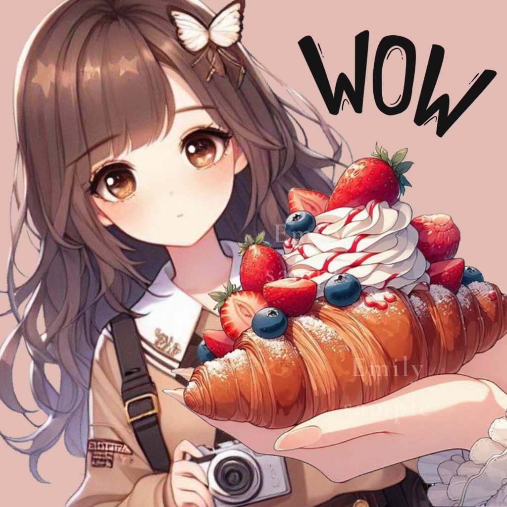 【カフェ素材】かわいいの苺のクロワッサン / croissant〈透過png〉※無料あり