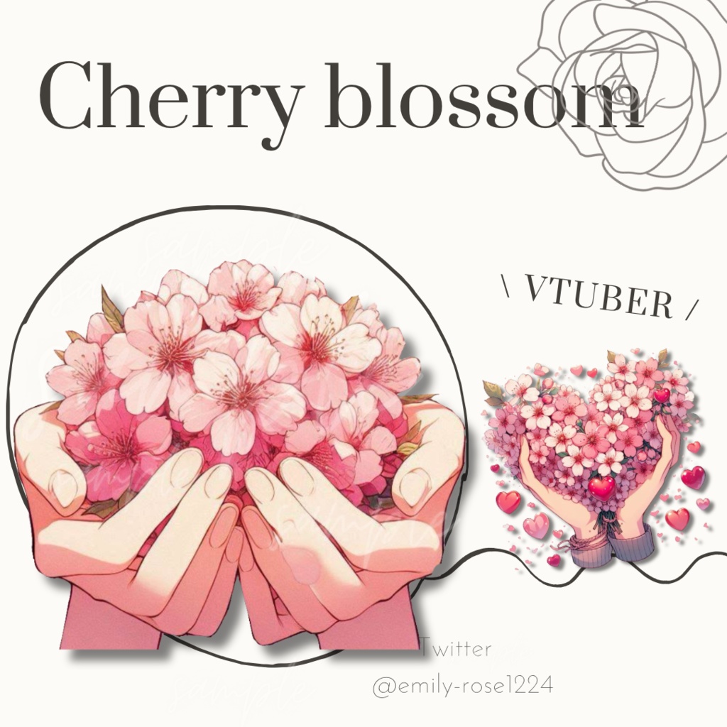 【VTuber向け】春の桜を持つ手 / Cherry blossom〈透過png〉