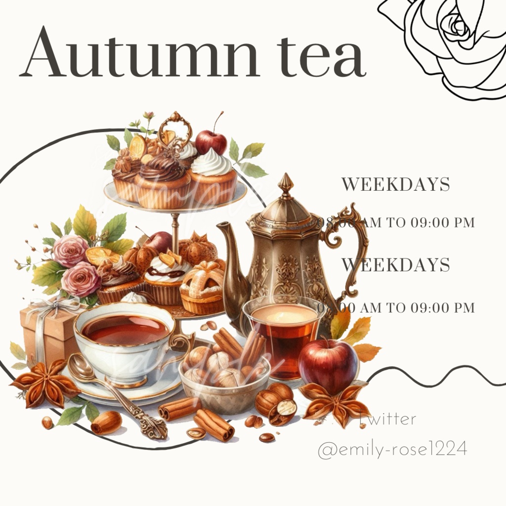 【カフェ素材】秋のアフタヌーンティー/ afternoon tea /透過PNG