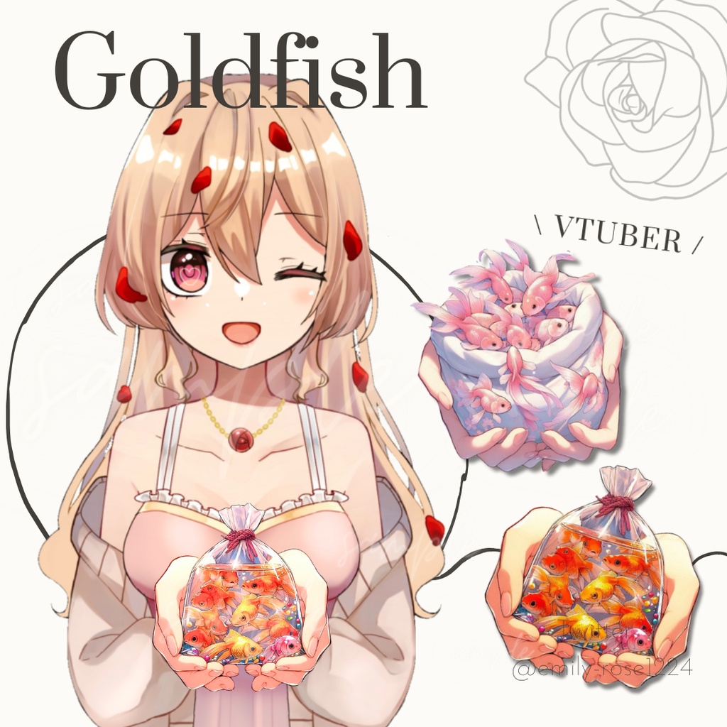 【VTuber向け】金運の金魚を持つ手 / Goldfish〈透過png〉※無料あり
