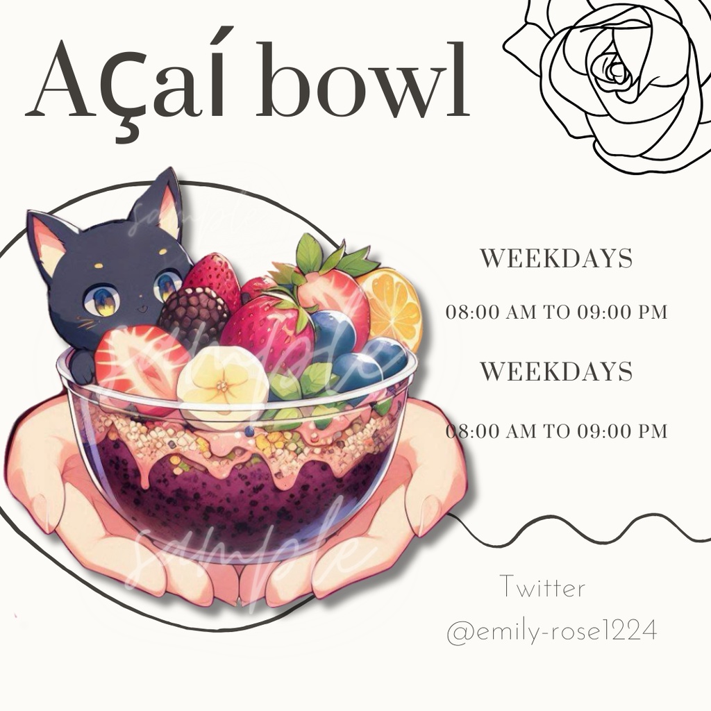 【カフェ素材】アサイーボウル / Açaí bowl /透過PNG ※無料あり