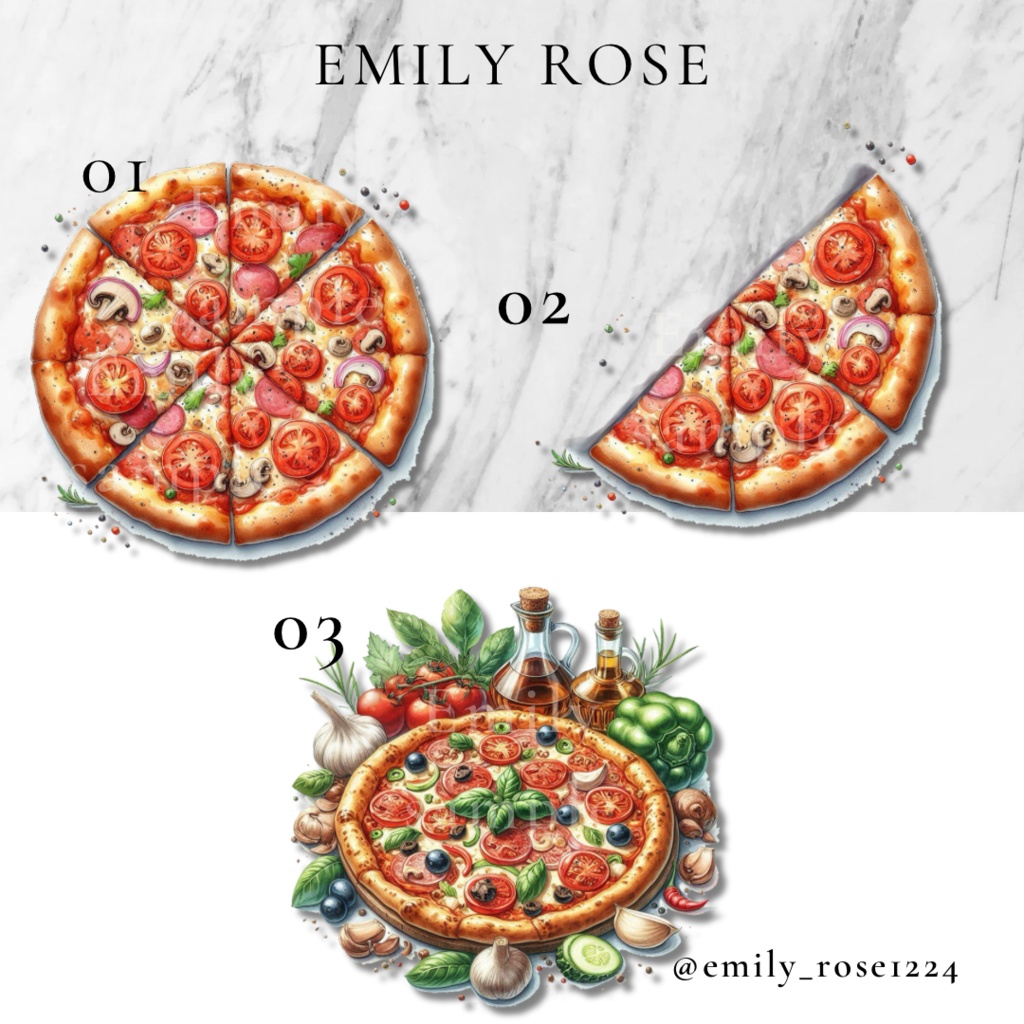 【カフェ素材】オシャレなピザ /Italian pizza /透過PNG〈全6種〉※無料あり