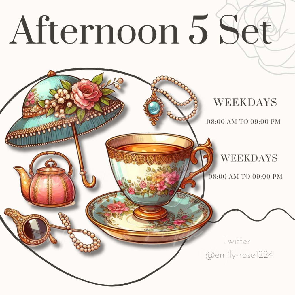 【カフェ素材】 afteronoon Tea Set/お茶会セット/透過PNG