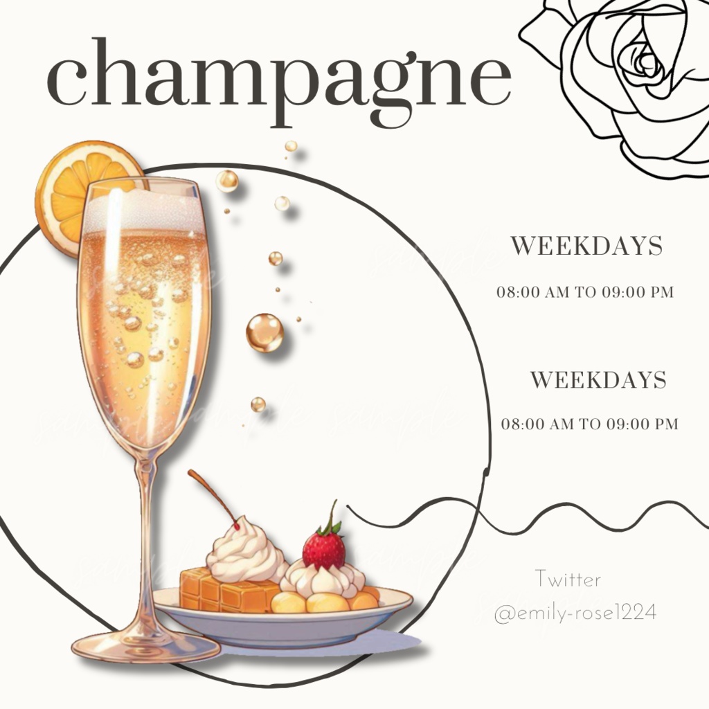 【カフェ素材】シャンパンとおつまみ /champagne/ YouTubeサムネ〈透過png〉