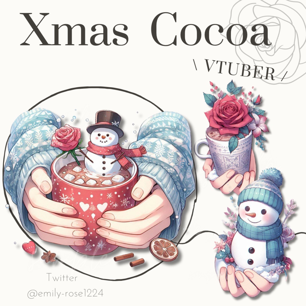 【カフェ素材】クリスマスのココアを持つ手/   Xmas cocoa ※透過PNG