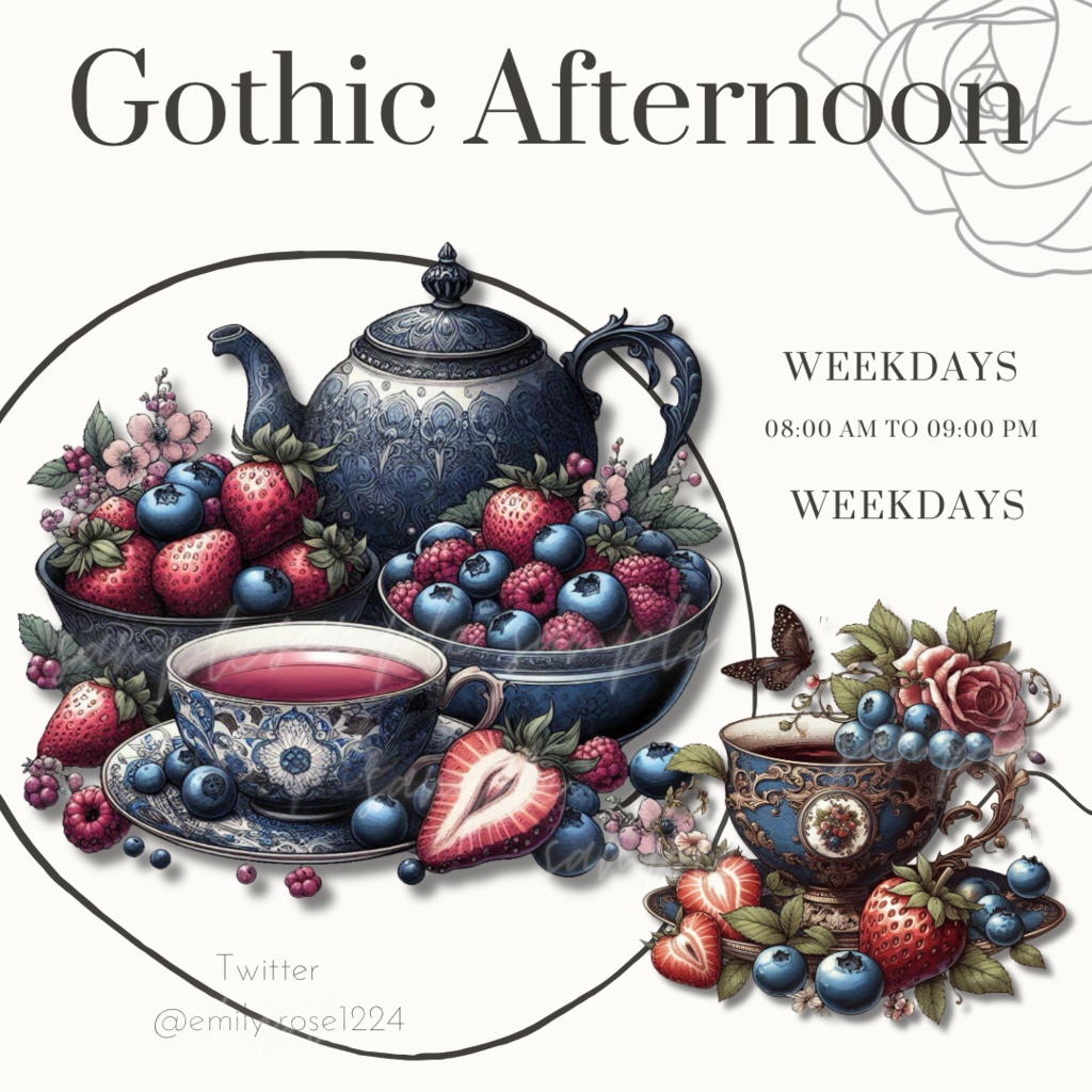 【カフェ素材】ゴシックなアフタヌーンティー/ Gothic afternoon tea / Halloween ※透過PNG