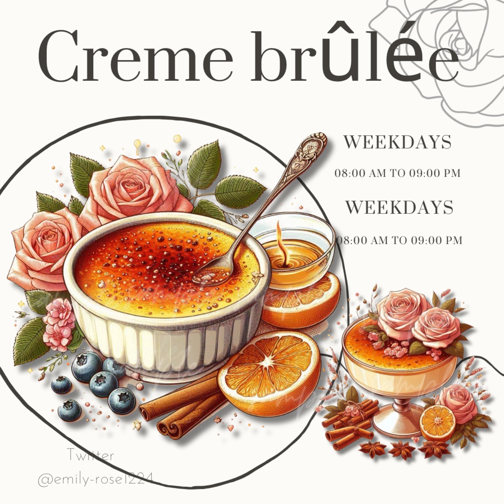 【カフェ素材】インスタ映えクリームブリュレ/creme brûlée/※透過PNG