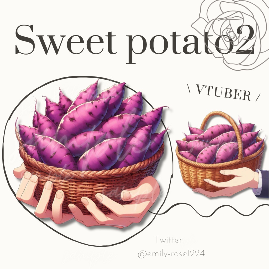 【Vtuber素材】焼き芋を持つ手の素材②/sweet potato /  ※透過PNG