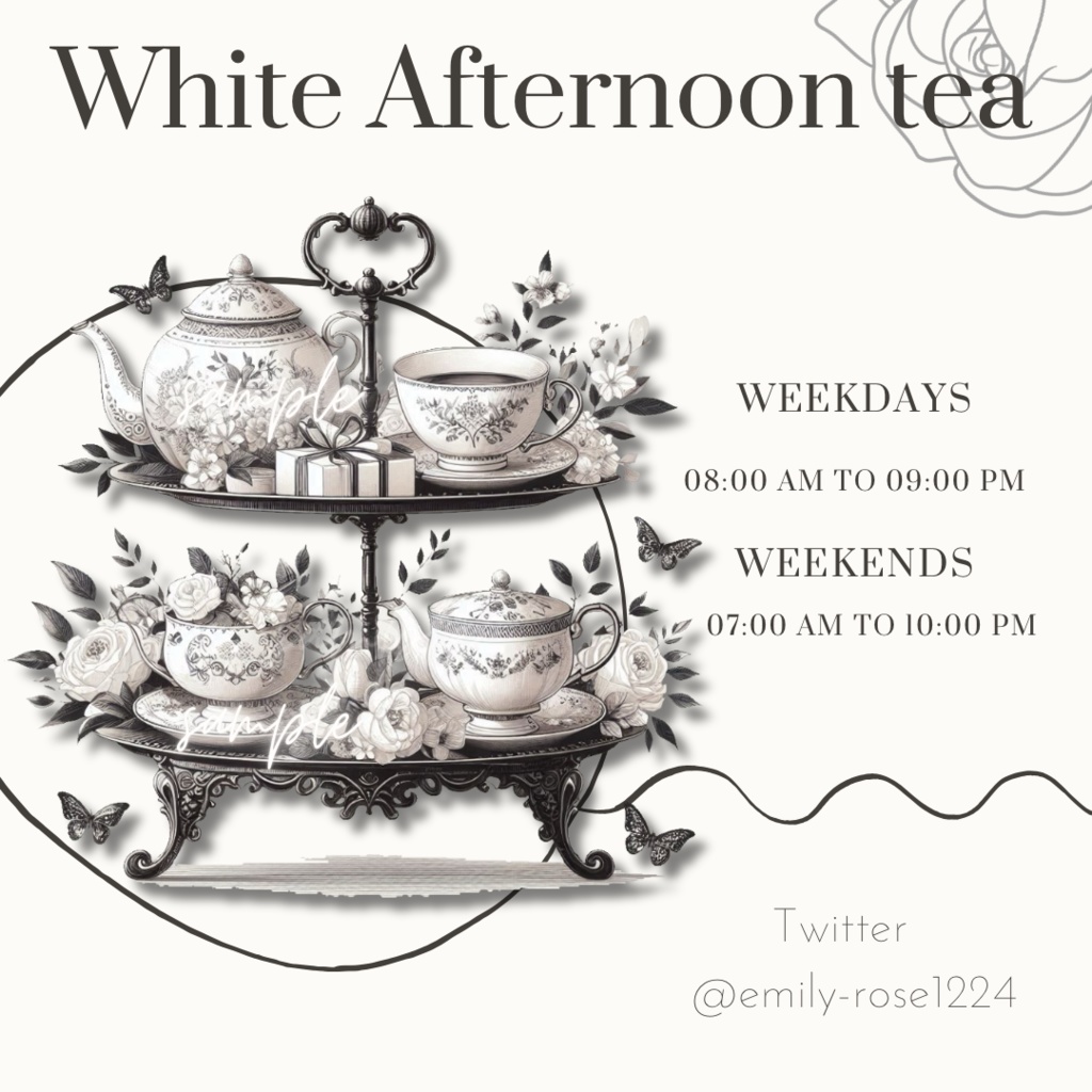 【カフェ素材】真っ白なアフタヌーンティー/ White afternoontea set ※透過PNG