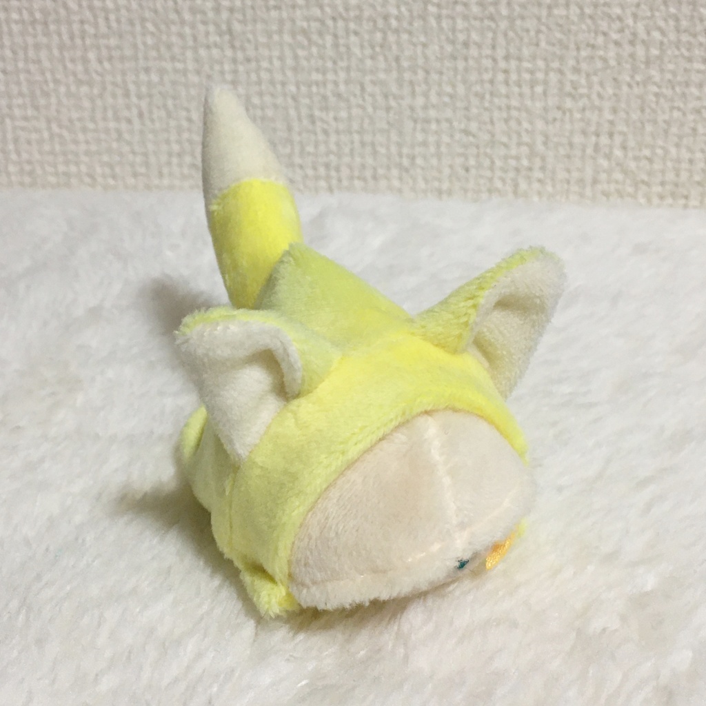 もちマスミニ着ぐるみ　きつね　レモンイエロー＆ミルク