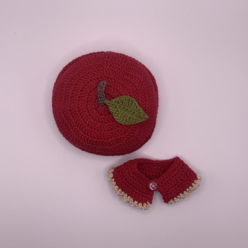 りんご帽子とケープのセット(ちびぐるみ用)