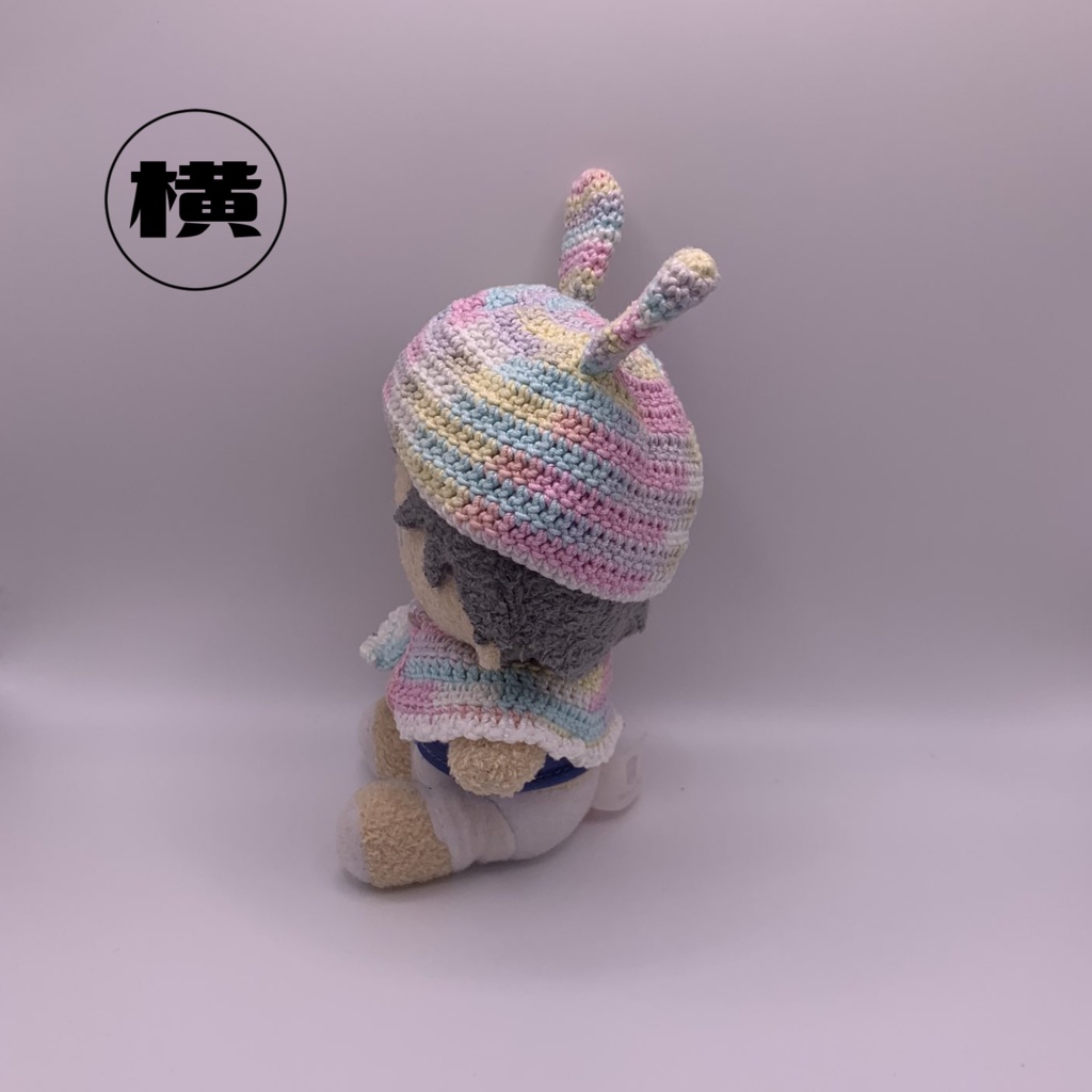 マーブルうさみみ帽子とケープのセット(よりぬいミニ用)