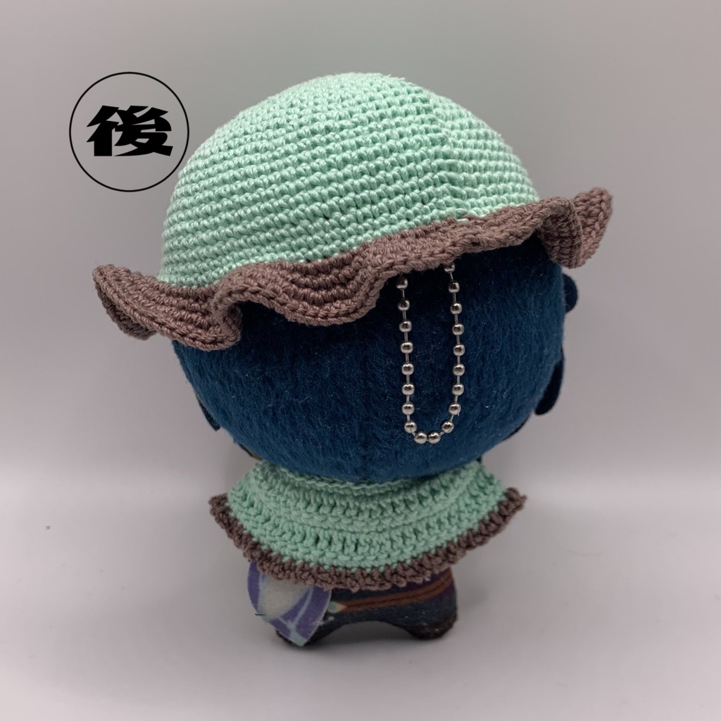 チョコミントの帽子とケープのセット(ちびぐるみ用)