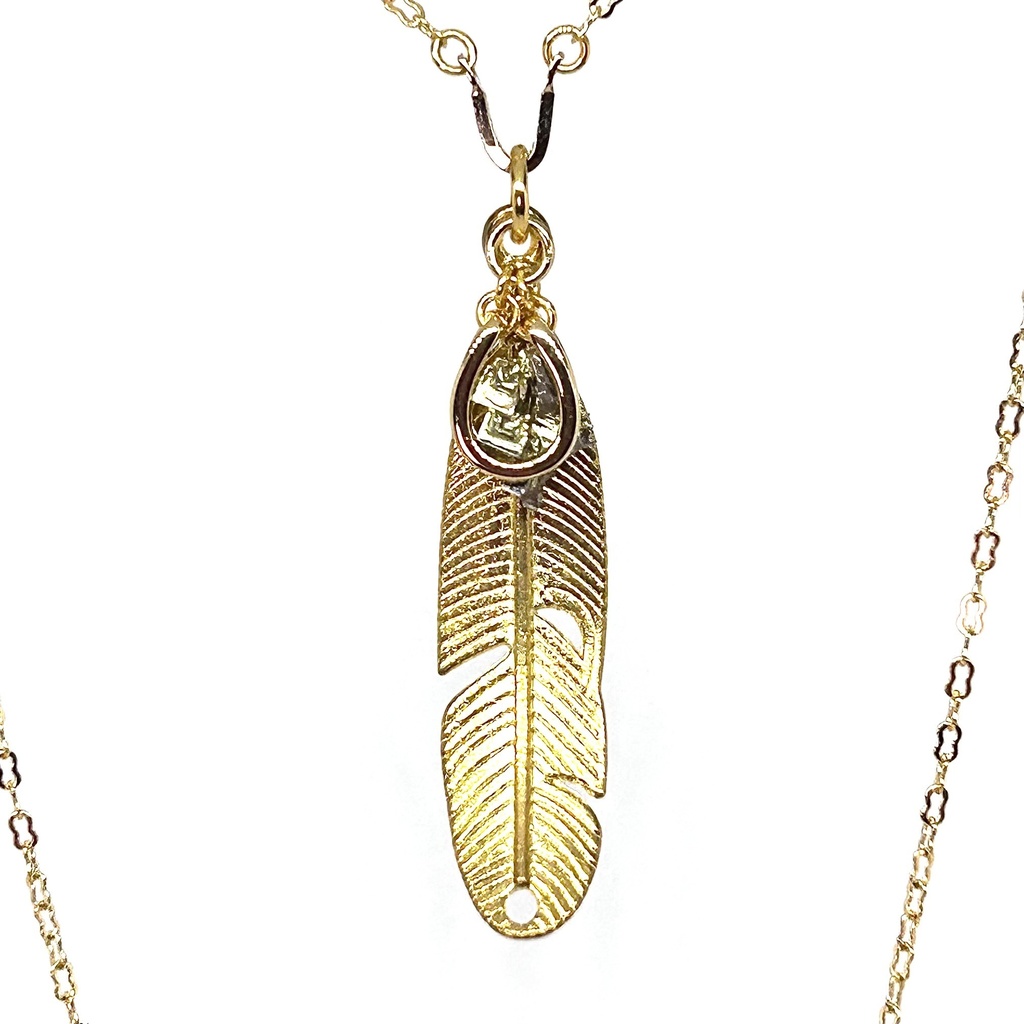 ビスマス結晶のフェザーネックレス(ドール対応可)