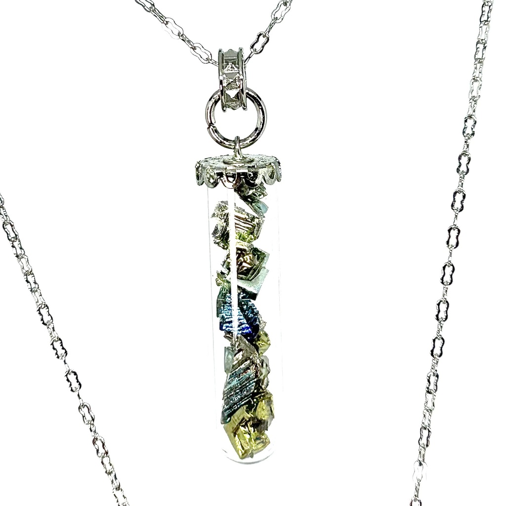 ビスマス結晶の試験官ネックレス(シルバー)(ドール対応可)