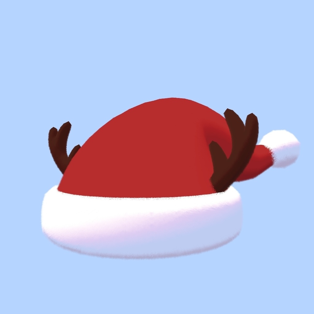 【VRChat】角付きサンタ帽 ニット/ファー 2種