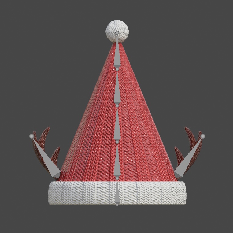 【VRChat】角付きサンタ帽 ニット/ファー 2種
