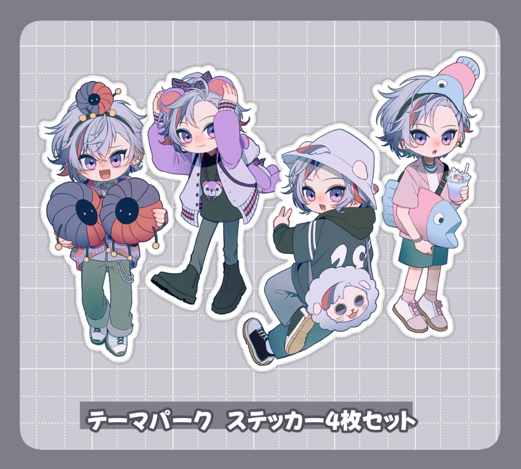 不破湊　テーマパーク風ステッカー4枚セット