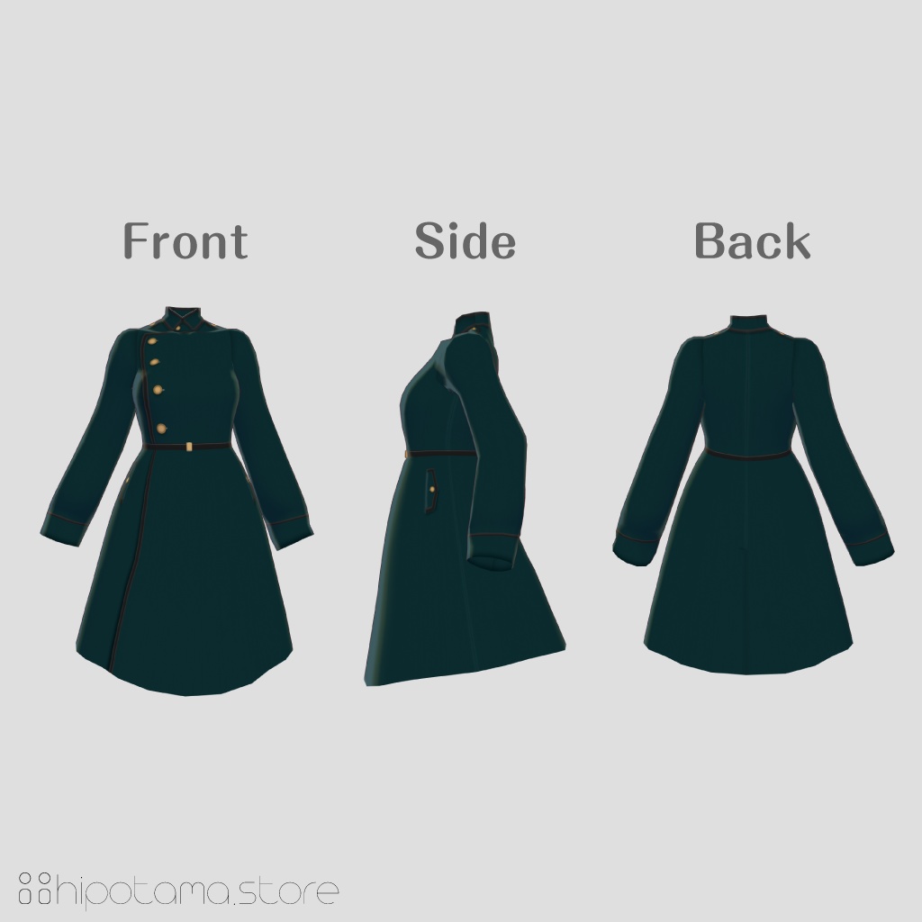 【無料版有】軍服外套風ワンピース【VRoid用】