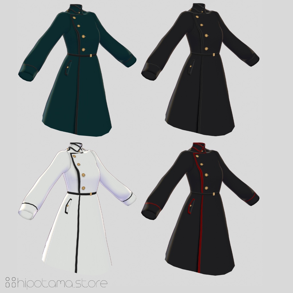 【無料版有】軍服外套風ワンピース【VRoid用】