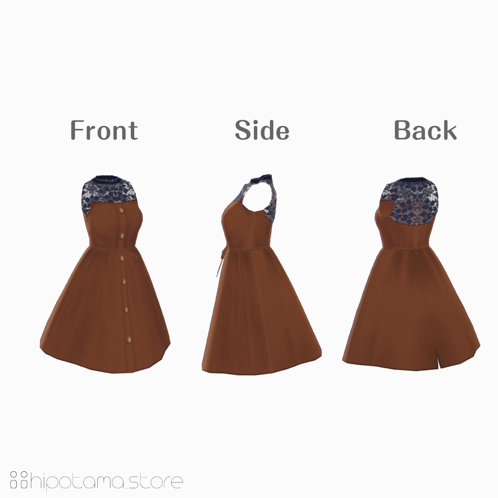 【無料版有】フロントボタンワンピース【VRoid用】