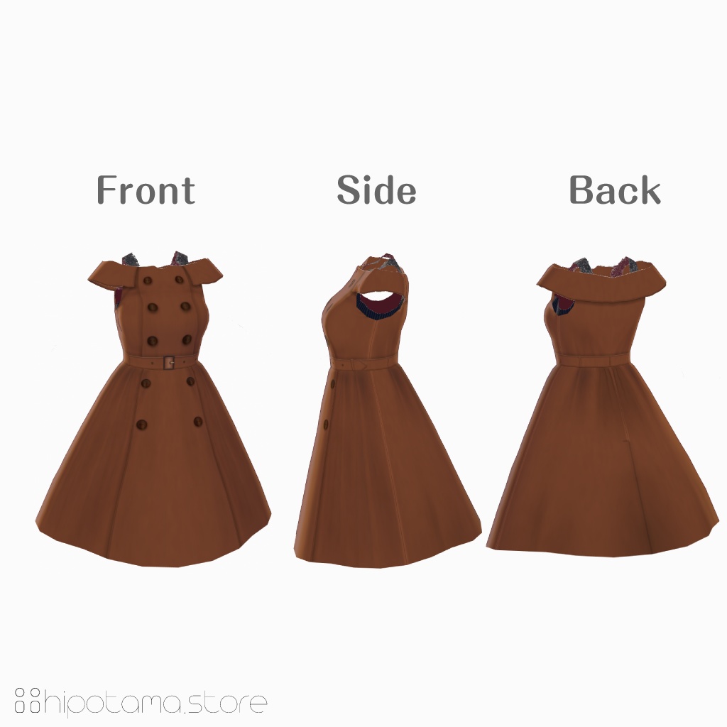 【無料版有】トレンチ風ワンピース【VRoid用】