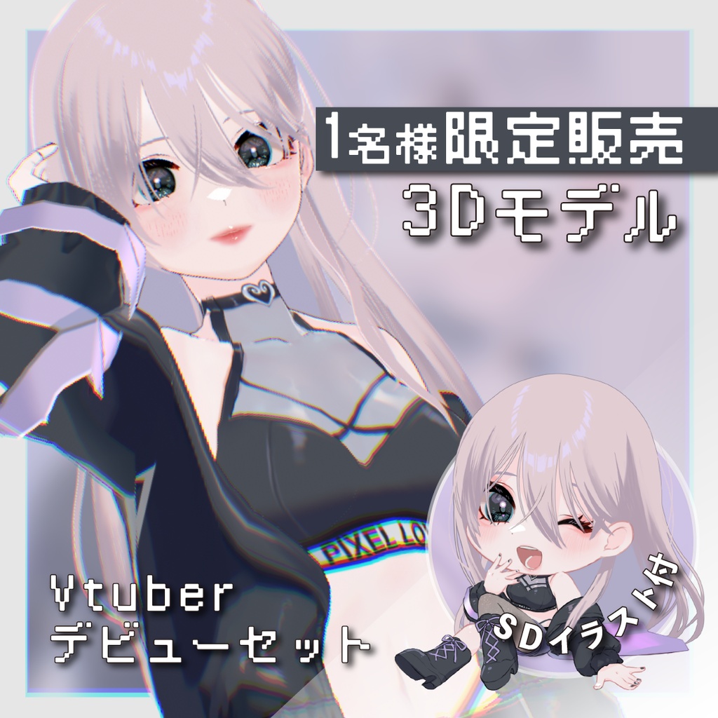 【1名様限定】3D Vtuberデビューセット|VRoidモデル+SD10種・三面図・宣材画像付き