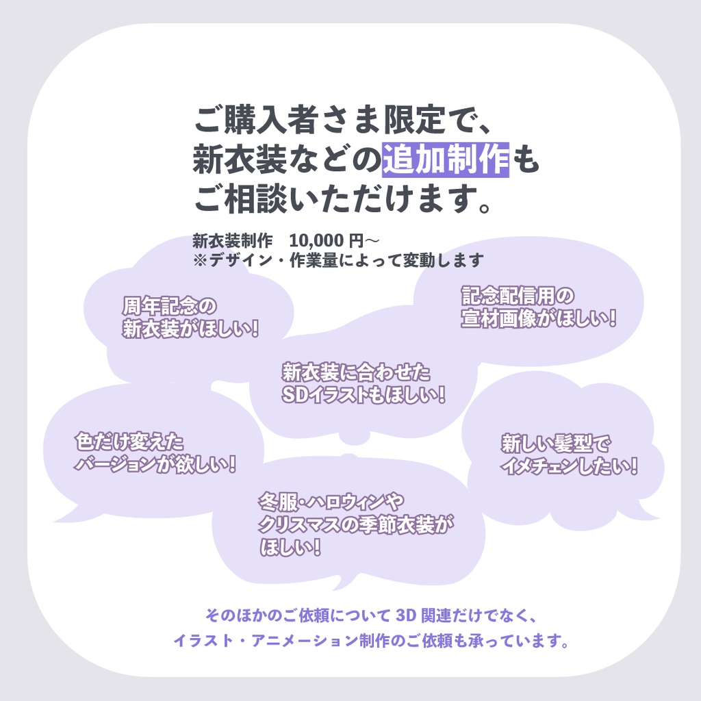 【1名様限定】3D Vtuberデビューセット|VRoidモデル+SD10種・三面図・宣材画像付き