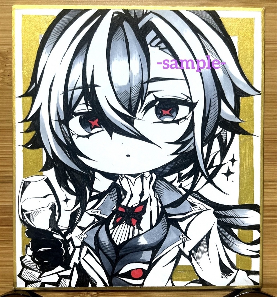 ★訳あり/原神 アルレッキーノ 手描き色紙