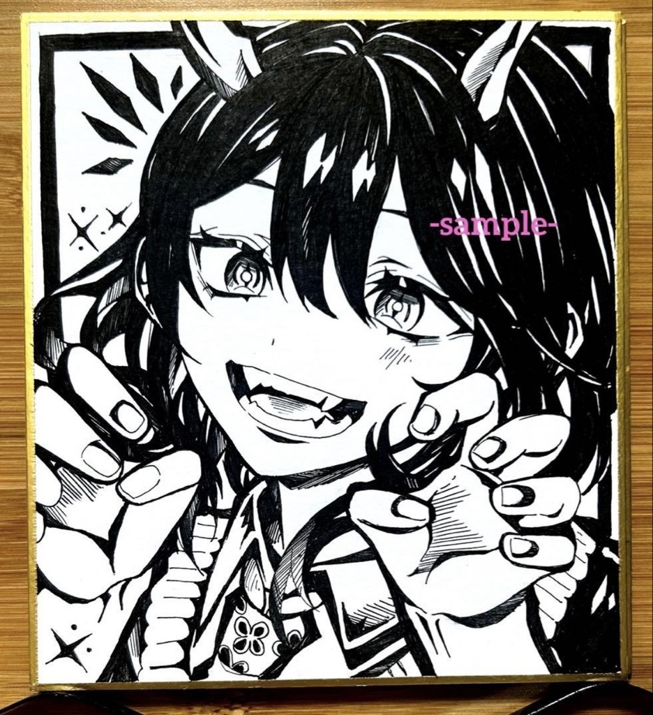 [ オリジナル]鬼イメージの女の子　手描き色紙