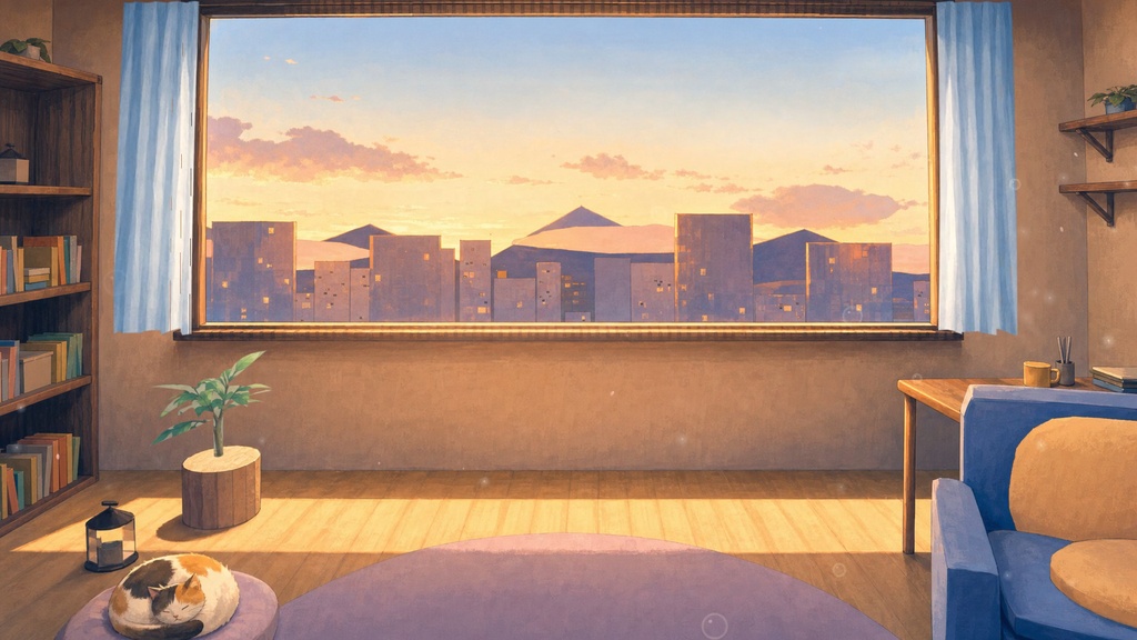 【動く配信背景】2nd Room — 現実と同じ時間が流れる部屋(24時間連動/OBS対応)
