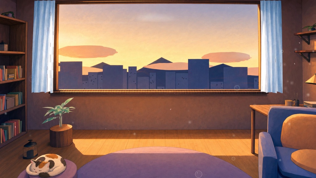 【動く配信背景】2nd Room — 現実と同じ時間が流れる部屋(24時間連動/OBS対応)