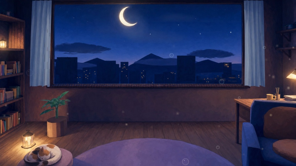 【動く配信背景】2nd Room — 現実と同じ時間が流れる部屋(24時間連動/OBS対応)