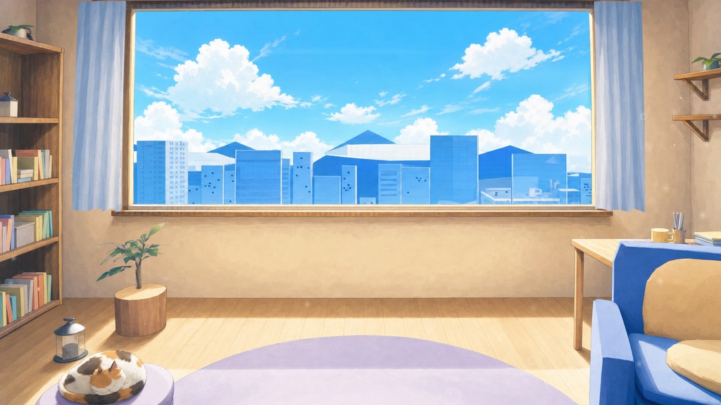 【動く配信背景】2nd Room — 現実と同じ時間が流れる部屋(24時間連動/OBS対応)